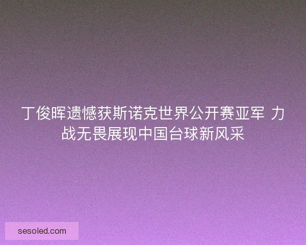 丁俊晖遗憾获斯诺克世界公开赛亚军 力战无畏展现中国台球新风采
